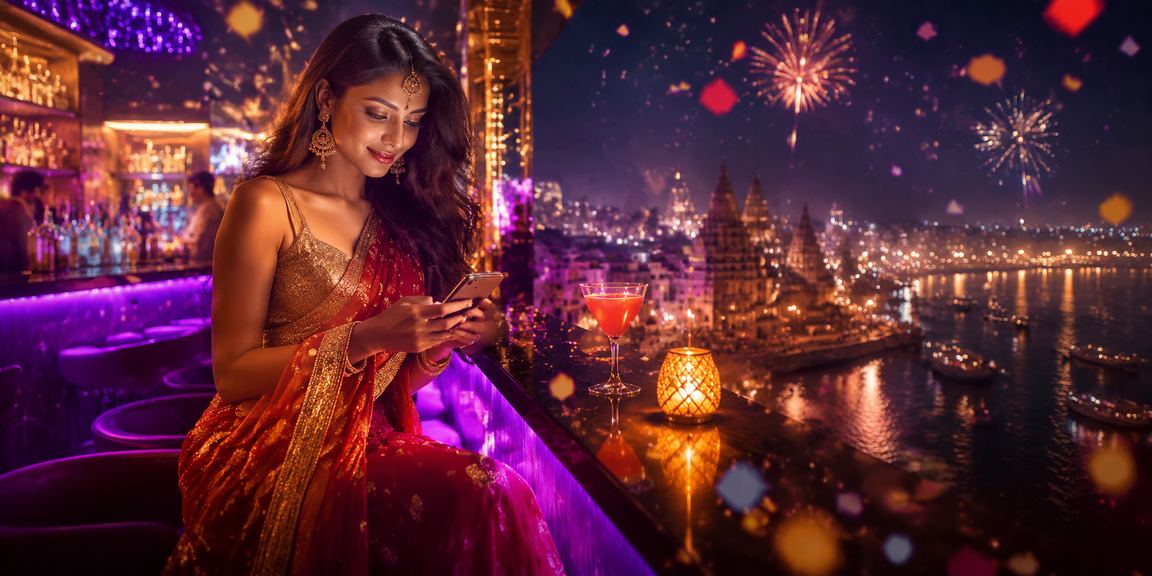 Peaceful Varanasi Ghat with mobile casino gaming